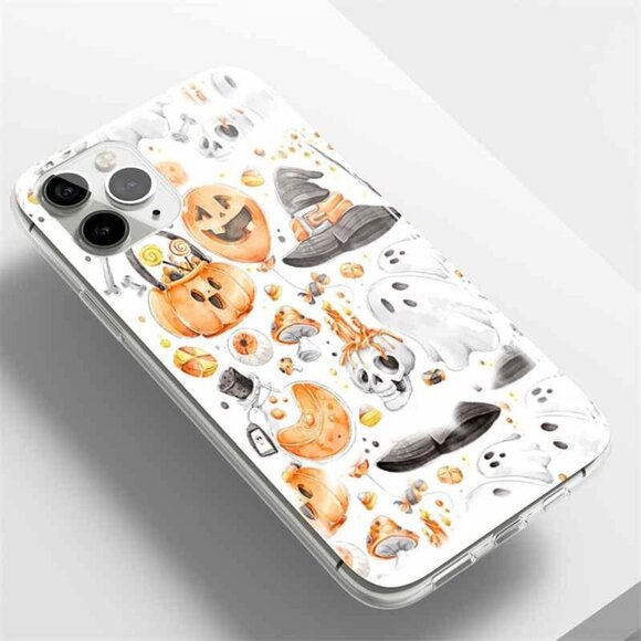 Blurred Skull, Pumpkin Head, Magic Hat Clear Phone Case Compatible w/ iPhone 13 - Picture 7 of 7